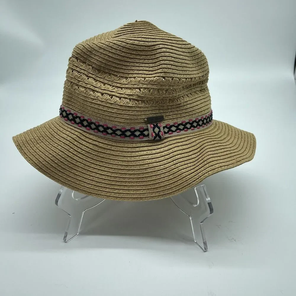 EDDIE BAUER SUN HAT FEDORA PAPER‎ STRAW WIDE BRIM FLOPPY KHAKI